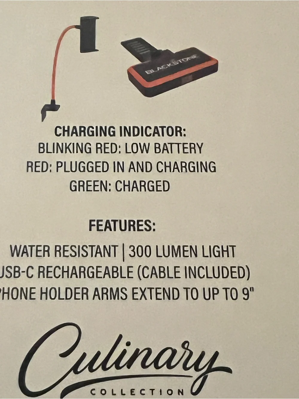 Blackstone Black Phone Holder with Orange Trim Griddle Light